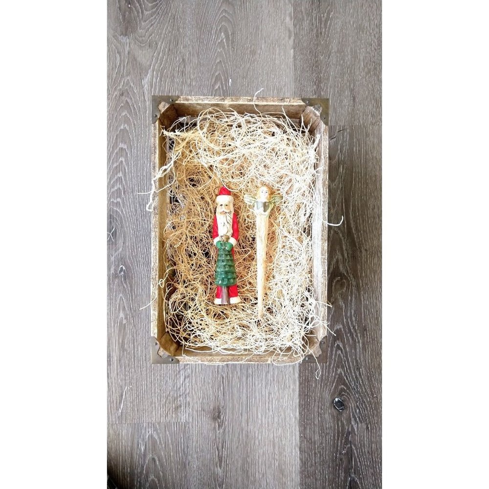 Vintage Christmas tree ornaments - ceramic santa and glitter angle ornament